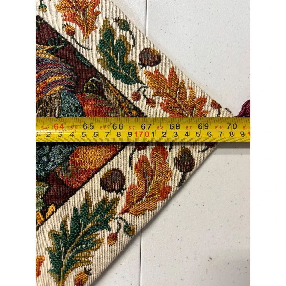Harvest Tapestry Table Runner Multicolor Pumpkin Rooster Autumn Thanksgiving